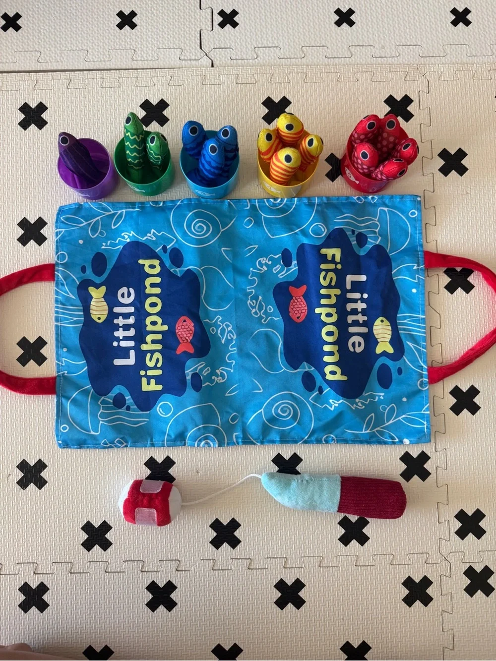 Little Fishpond Montessori Fishing Game for Toddlers w Stacking Cups Ages 1+ EUC